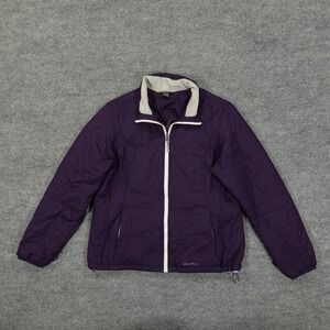 Eddie Bauer Jacket Womens Large Purple Quilted Full Zip Collared Lined Insulated